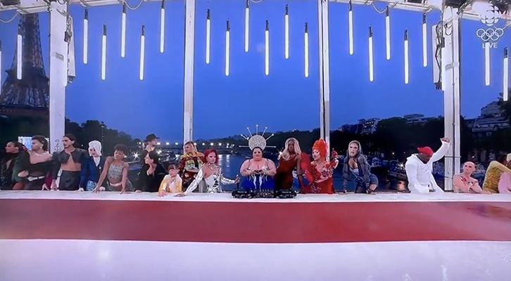 La parodia dell'Ultima Cena di Leonardo da Vinci durante la cerimonia di apertura delle Olimpiadi di Parigi 2024  La parodia dell'Ultima Cena di Leonardo da Vinci durante la cerimonia di apertura delle Olimpiadi di Parigi 2024