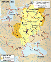 Il territorio della Rus’ di Kiev sotto Jaroslav il Saggio, quando il principato raggiunse l’apice dell’espansione territoriale. Il territorio della Rus’ di Kiev sotto Jaroslav il Saggio, quando il principato raggiunse l’apice dell’espansione territoriale.