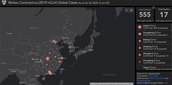 Coronavirus cinese, la mappa dei contaggiati