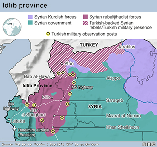 Le forze contrapposte nella provincia siriana di Idlib