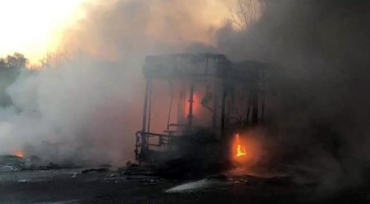 Flambus Atac e Tpl. Il mezzo che ha preso fuoco il 20 marzo in via di Villaricca