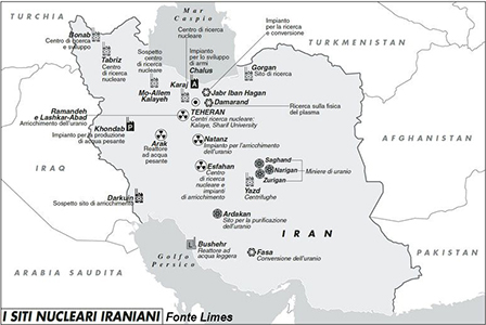 I siti nucleari iraniani (Fonte Limes)
