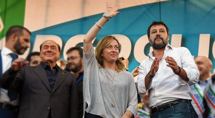 Meloni e Salvini, i due spauracchi della sinistra. Stavolta Berlusconi è risparmiato
