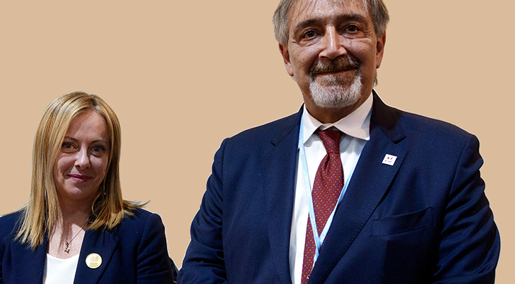 Il candidato presidente del Centrodestra alle elezioni regionali del Lazio Francesco Rocca nella foto con la premier Giorgia Meloni