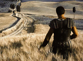 San Quirico. Una scena del film 'Il gladiatore' girata in Val d'Orcia