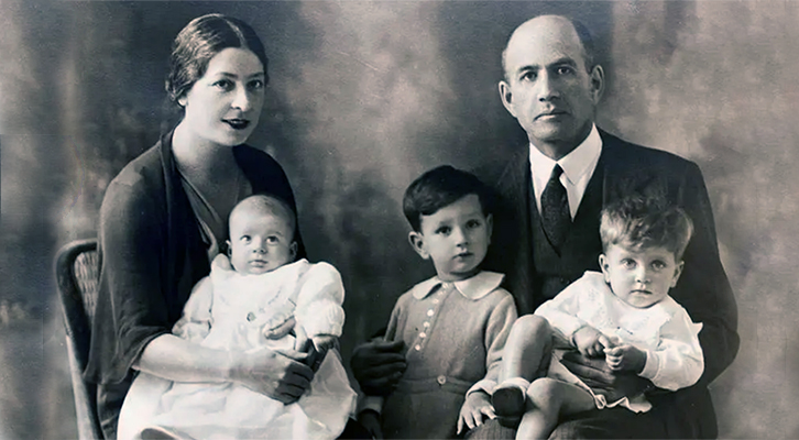 Lajos Szegö, la moglie Maria e i loro tre figli. Nel 1944 sfollati da Forlì trovarono rifugio a casa di Donna Mussolini
