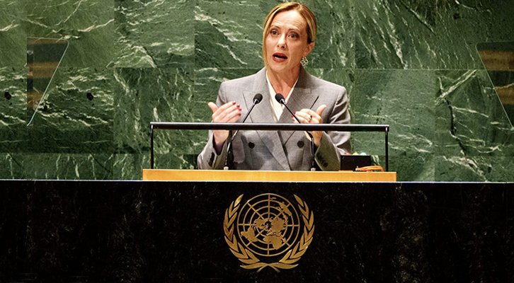 Il presidente del Consiglio italiano Giorgia Meloni è intervenuta per la prima volta all'Assemblea delle Nazioni Unite il 22 settembre 2023