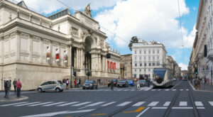 Già a gara la Tva, la nuova travia Termini-Vaticano-Aurelio. Nella foto il rendering del tram Tva su via Nazionale